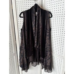 Anec.A Boho DRAPED Chic Ruffle Lined Top ASYMMETRICAL Open Front Womens Sz Med